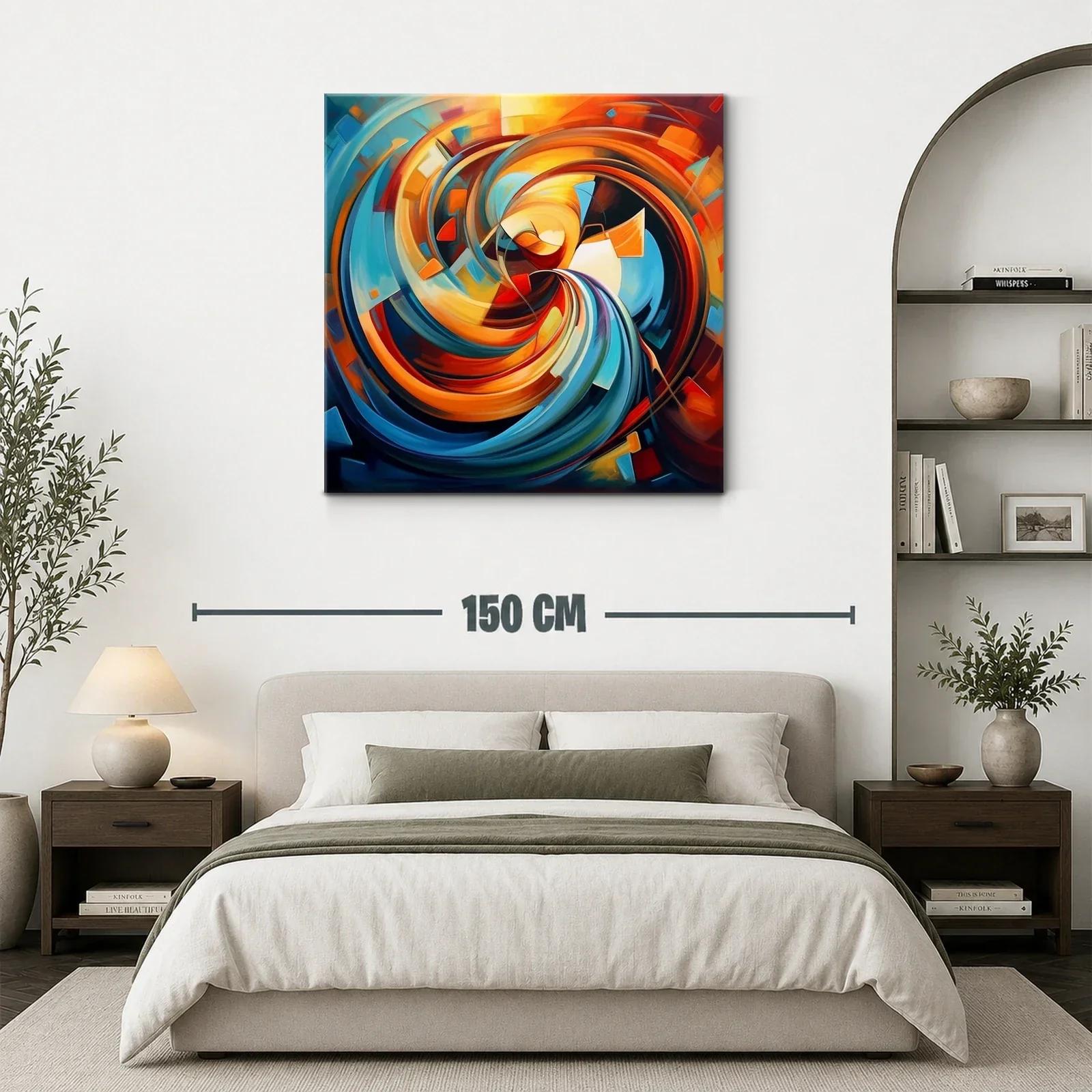 Cuadro abstracto con espirales vibrantes y tonos cálidos — miniatura 3