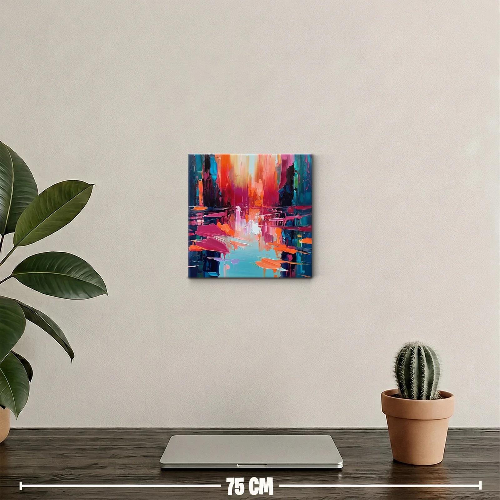 Cuadro abstracto con vibrantes colores cálidos y fríos — miniatura 2