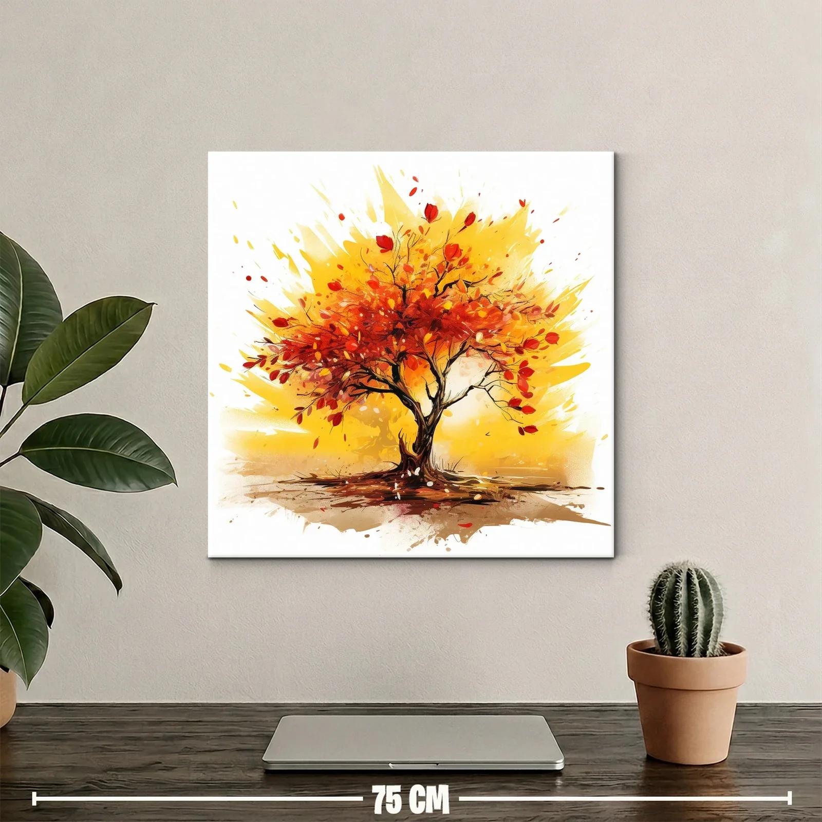 Cuadro vibrante de árbol en tonos cálidos otoñales — miniatura 2