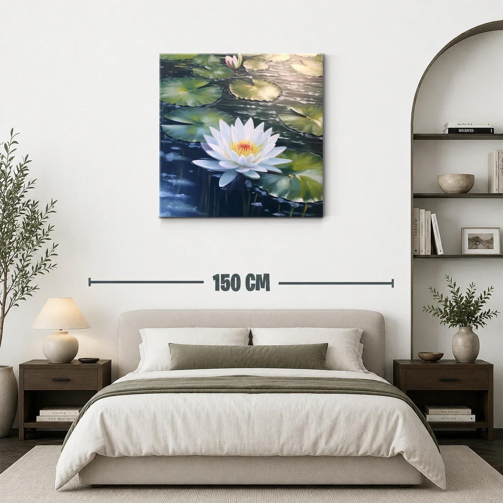 Flor de loto blanca en estanque sereno y natural — miniatura 3