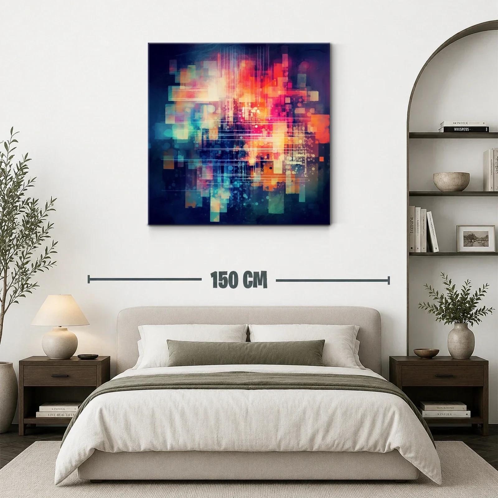 Composición abstracta en tonos cálidos y fríos vibrantes — miniatura 3