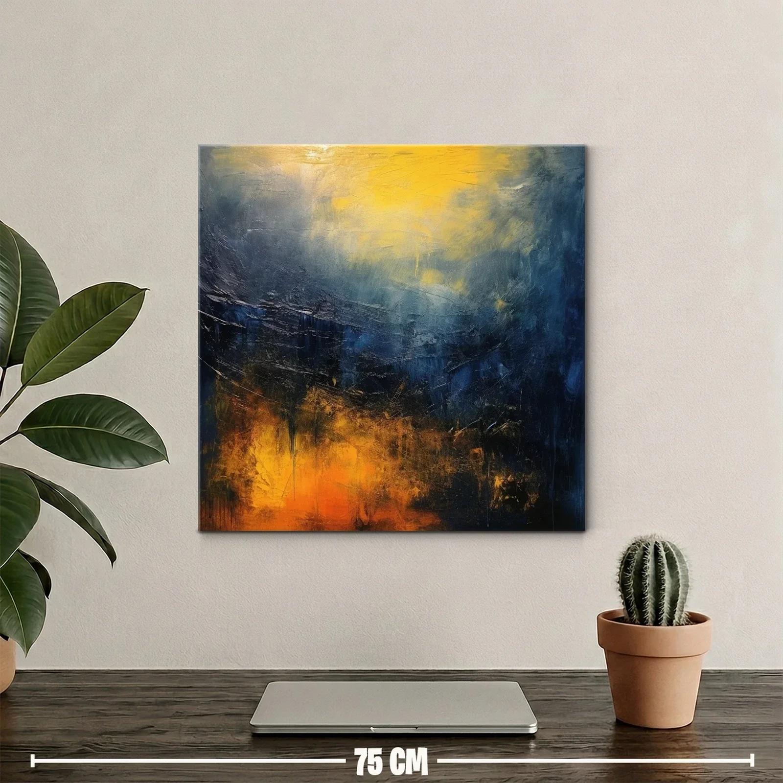 Cuadro abstracto con tonos cálidos y fríos vibrantes — miniatura 2