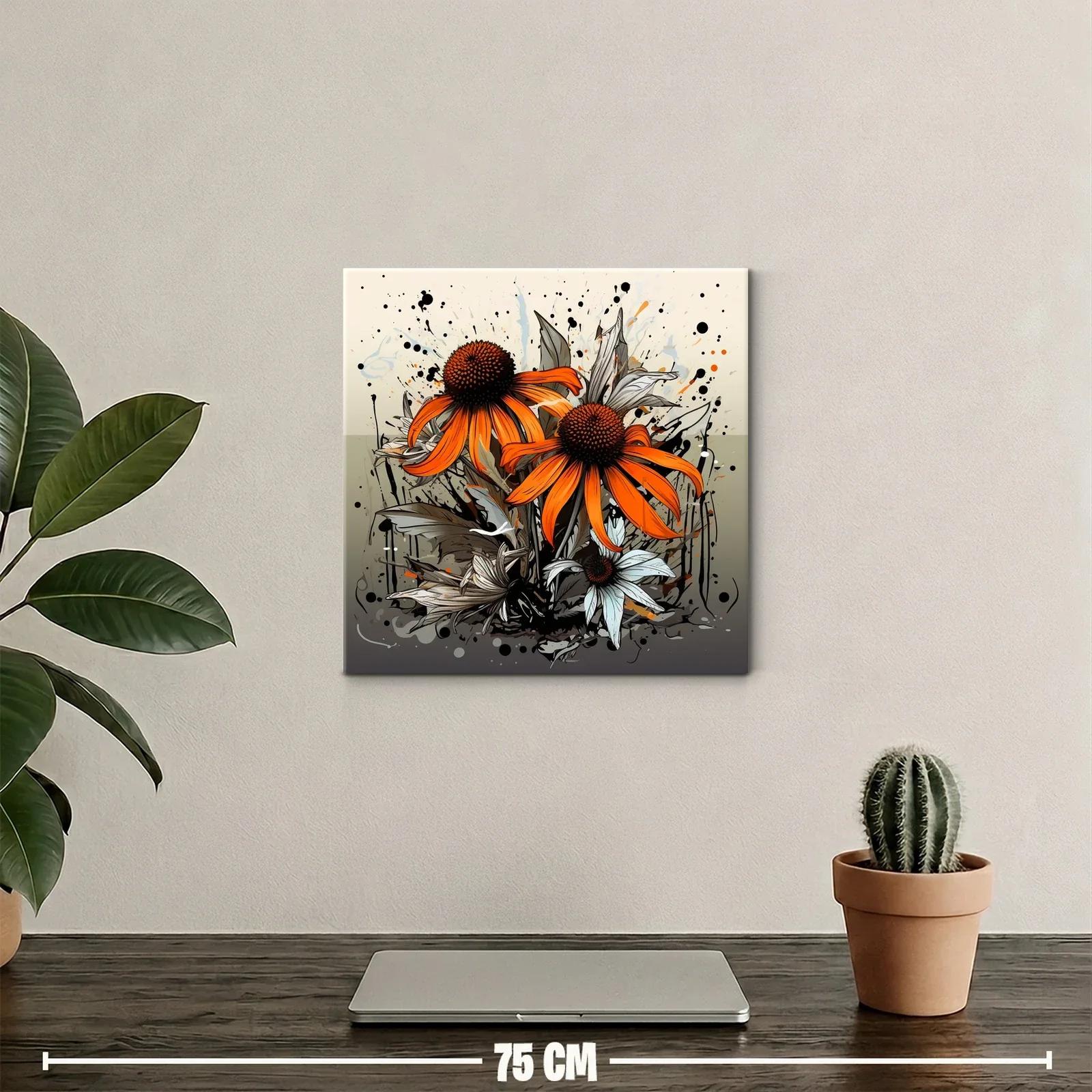 Flores vibrantes en tonos anaranjados y grises en composición artística — miniatura 2