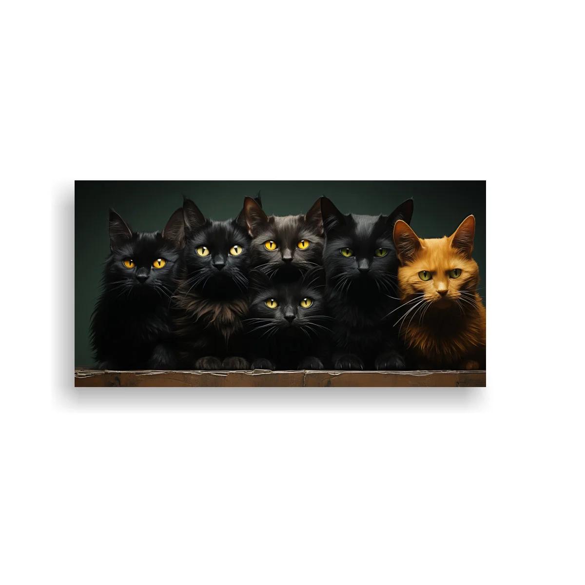 Cuadro grupo de gatos asomando detrás de un borde inferior — imagen principal