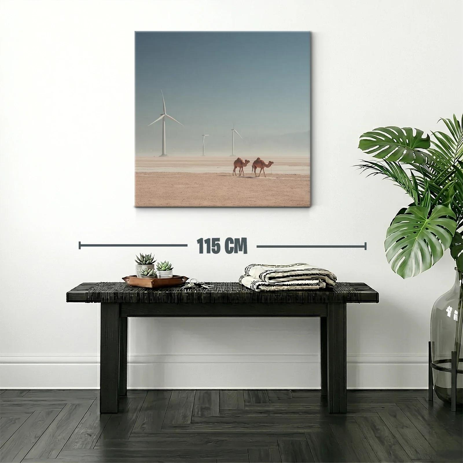 Paisaje Desértico con Camellos y Molinos de Viento — miniatura 2