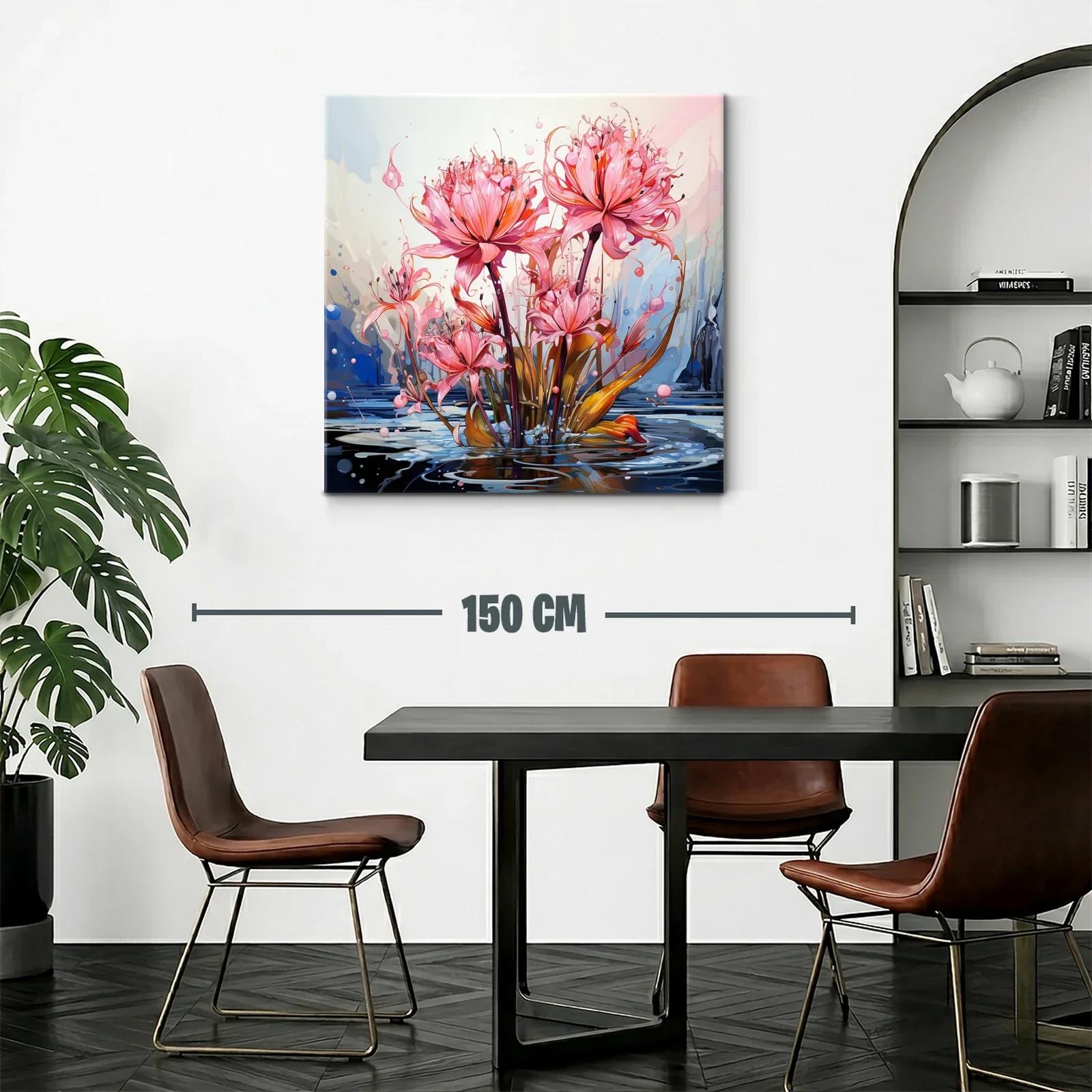 Flores exuberantes en tonos rosa sobre agua reflejada — miniatura 2