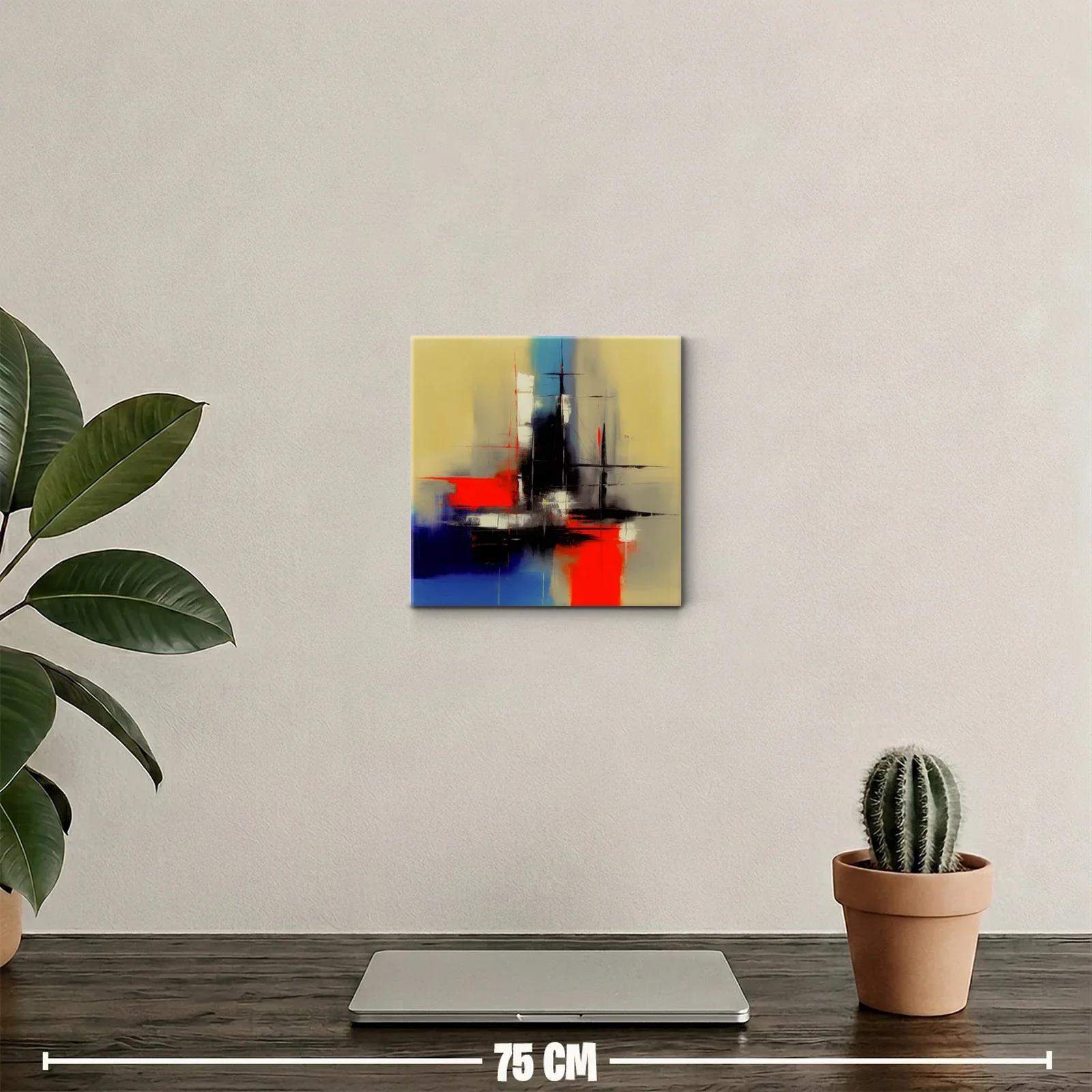 Cuadro abstracto con vibrantes contrastes y líneas dinámicas — miniatura 2