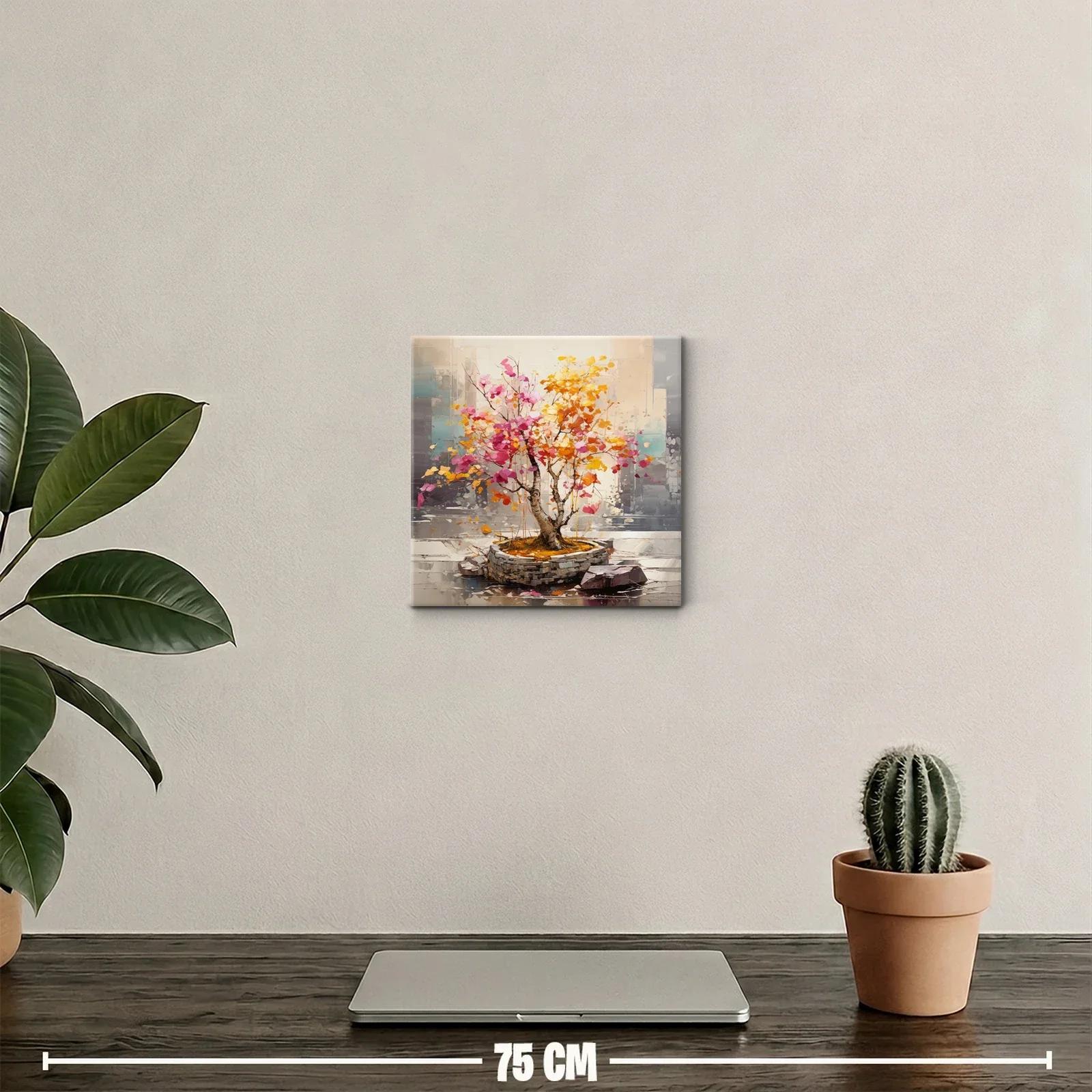 Árbol colorido con hojas otoñales sobre base de piedra — miniatura 2