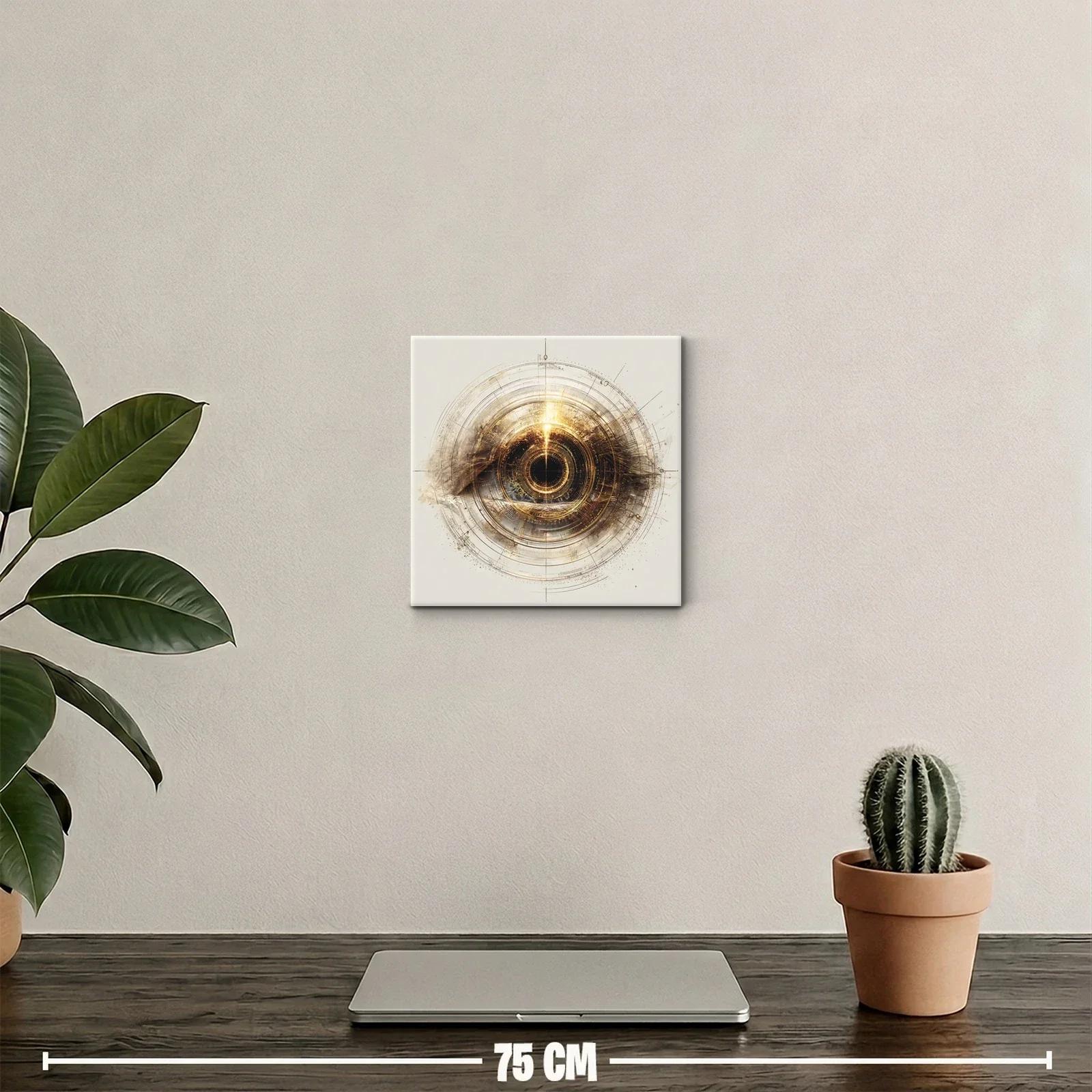 Cuadro decorativo ojo dorado con diseño geométrico circular — miniatura 2