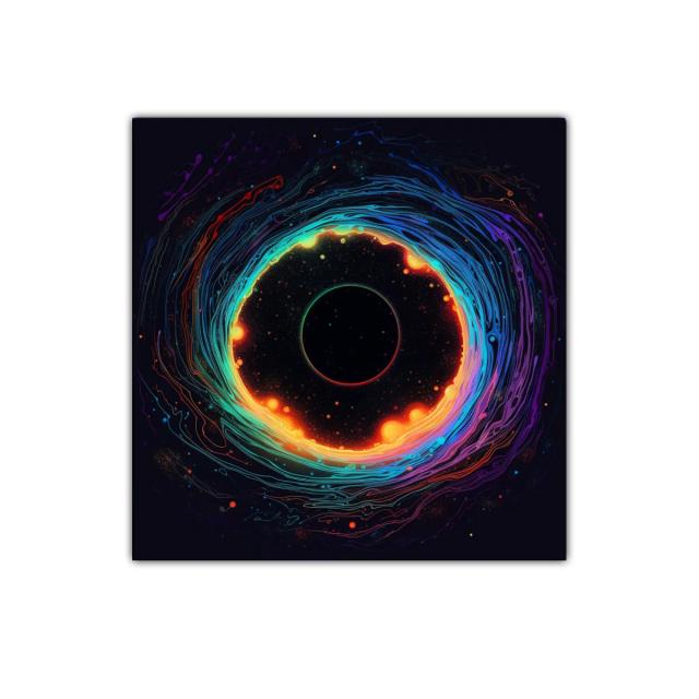 Cuadro moderno con diseño circular vibrante y colores neón