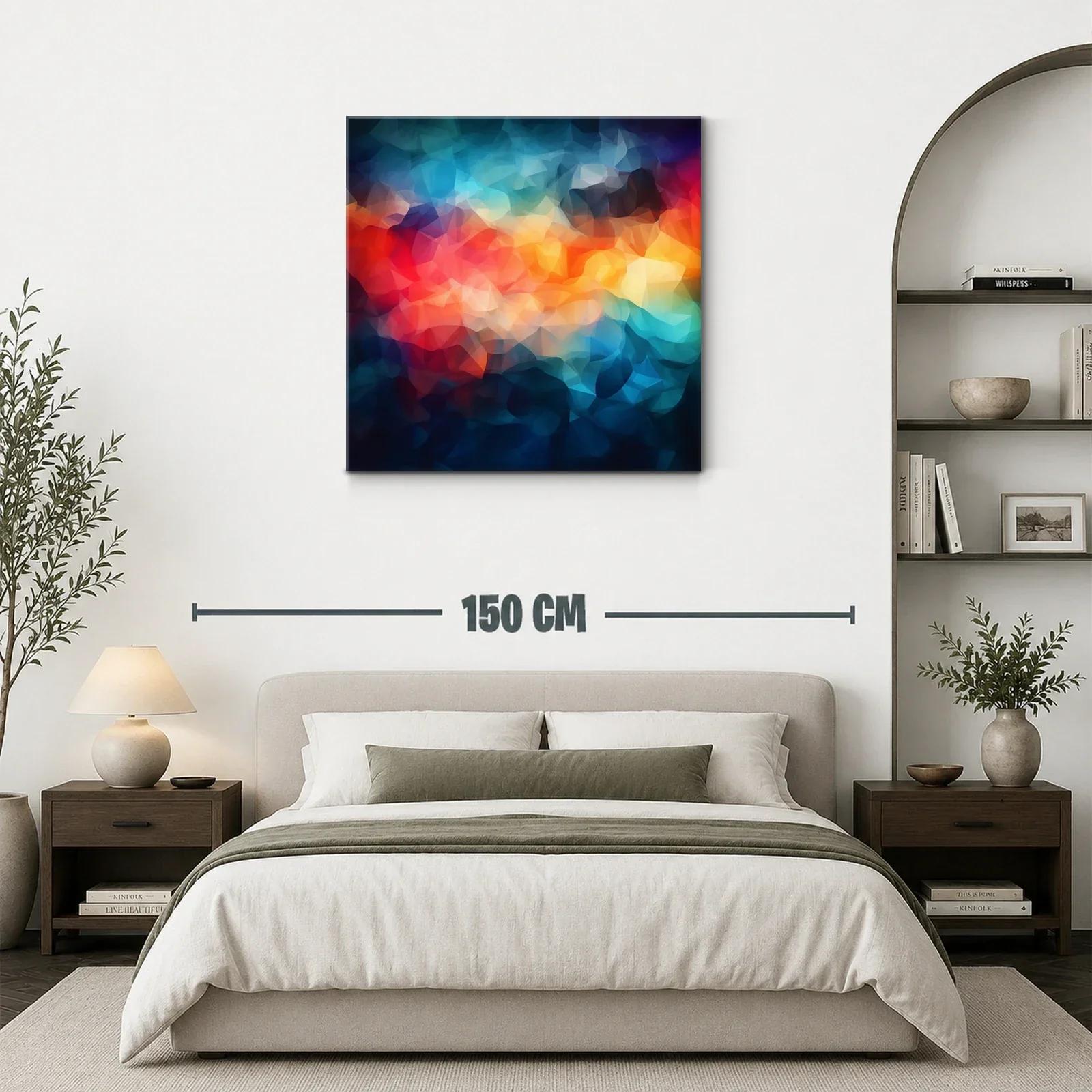 Cuadro abstracto con tonos vibrantes y efectos luminosos — miniatura 3
