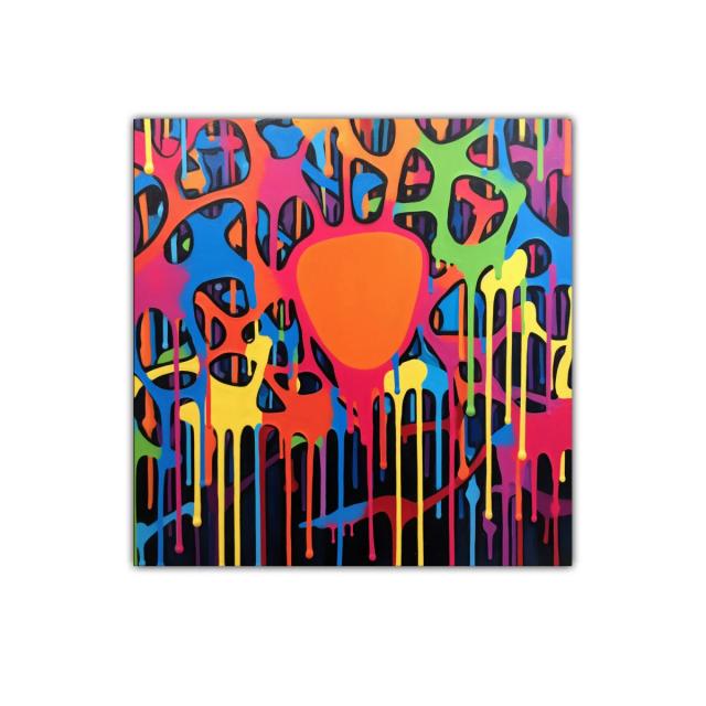 Cuadro vibrante con formas orgánicas y colores intensos