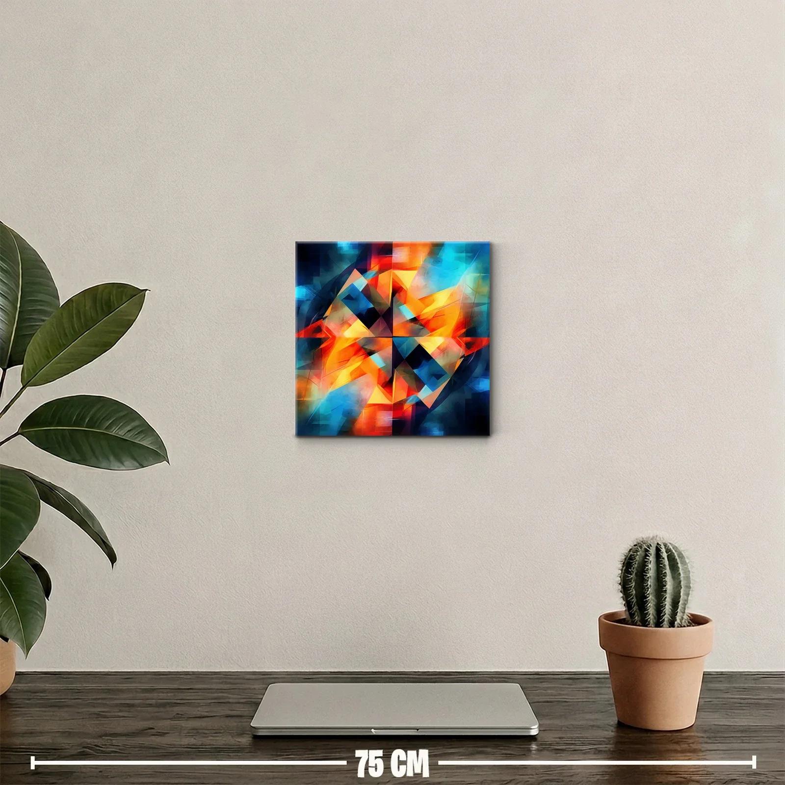 Cuadro abstracto con vibrantes tonos cálidos y fríos — miniatura 2