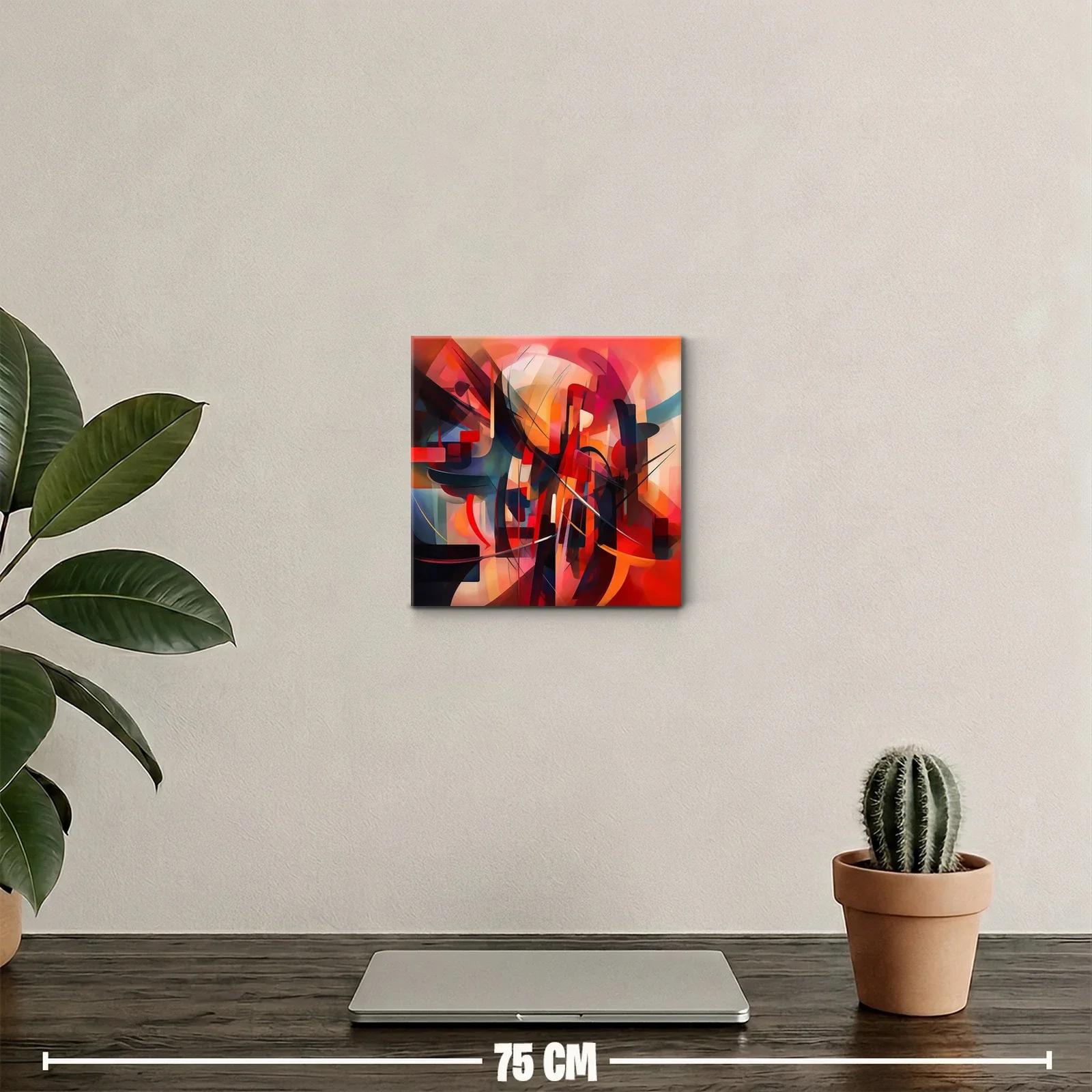 Cuadro abstracto con formas orgánicas en tonos cálidos — miniatura 2