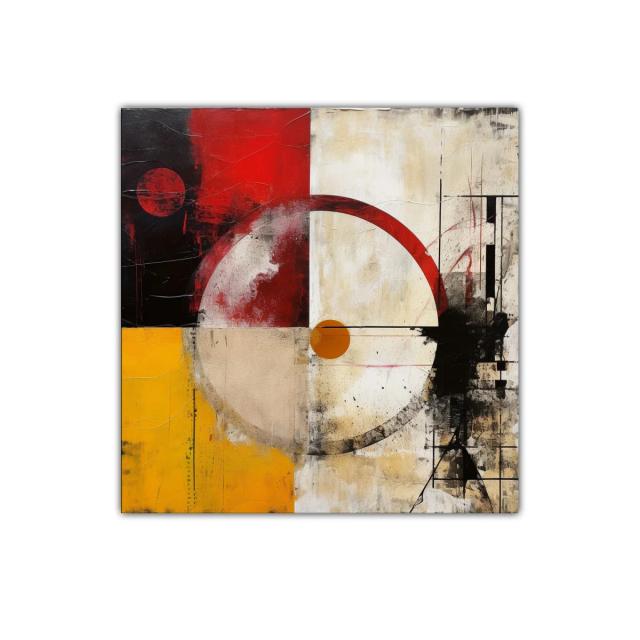 Cuadro decorativo con formas geométricas en tonos cálidos y neutros