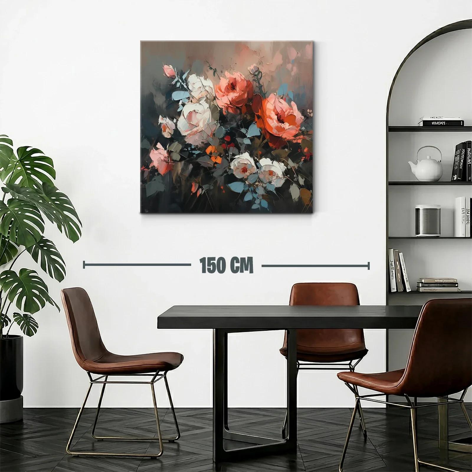 Cuadro floral con tonos cálidos y contraste elegante — miniatura 2