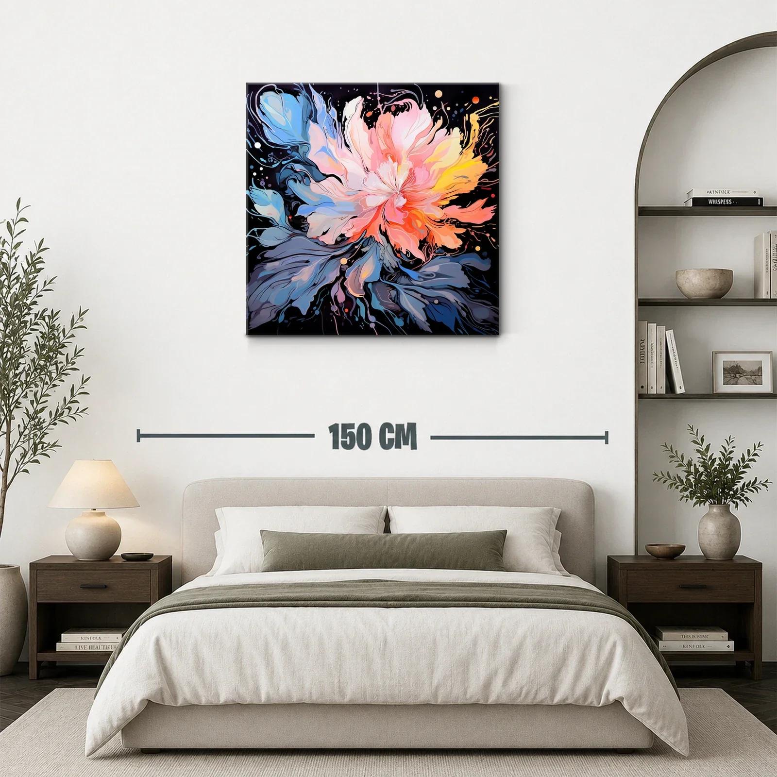 Cuadro floral abstracto con paleta vibrante y dinámica — miniatura 3