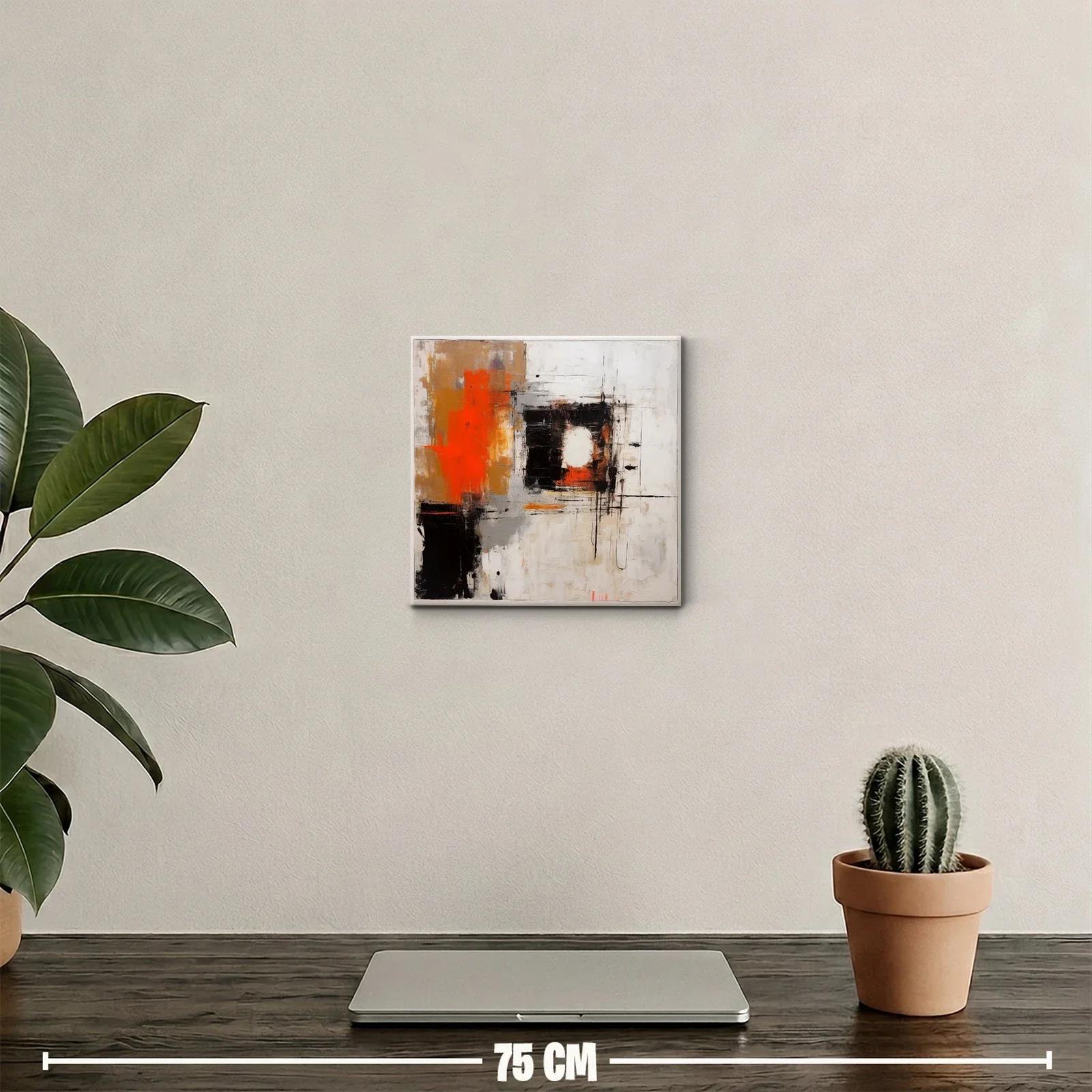 Cuadro decorativo abstracto en tonos cálidos y contrastes intensos — miniatura 2