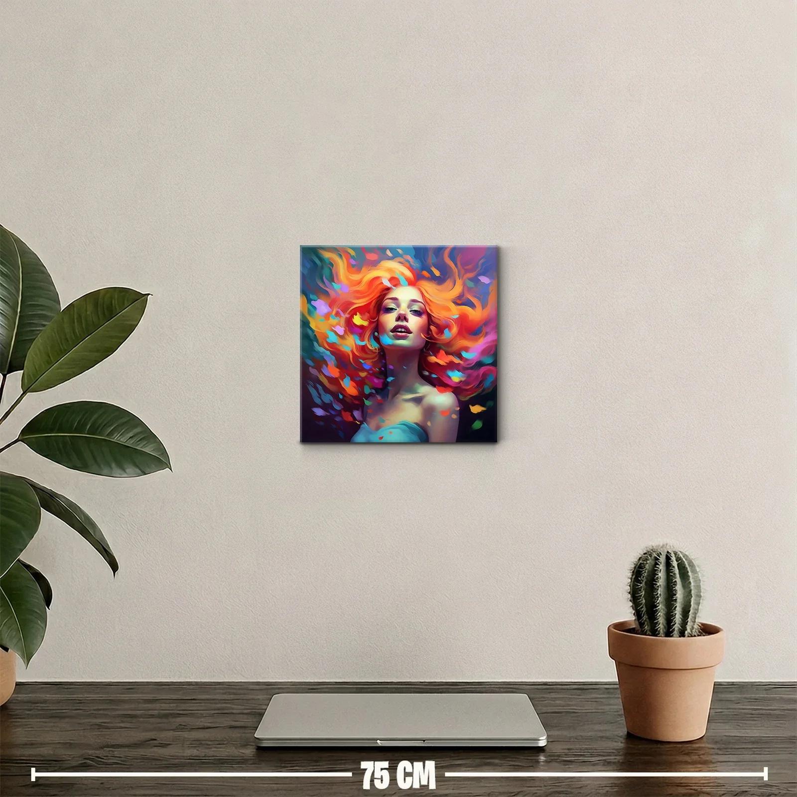 Retrato vibrante de mujer con cabello en llamas multicolor — miniatura 2