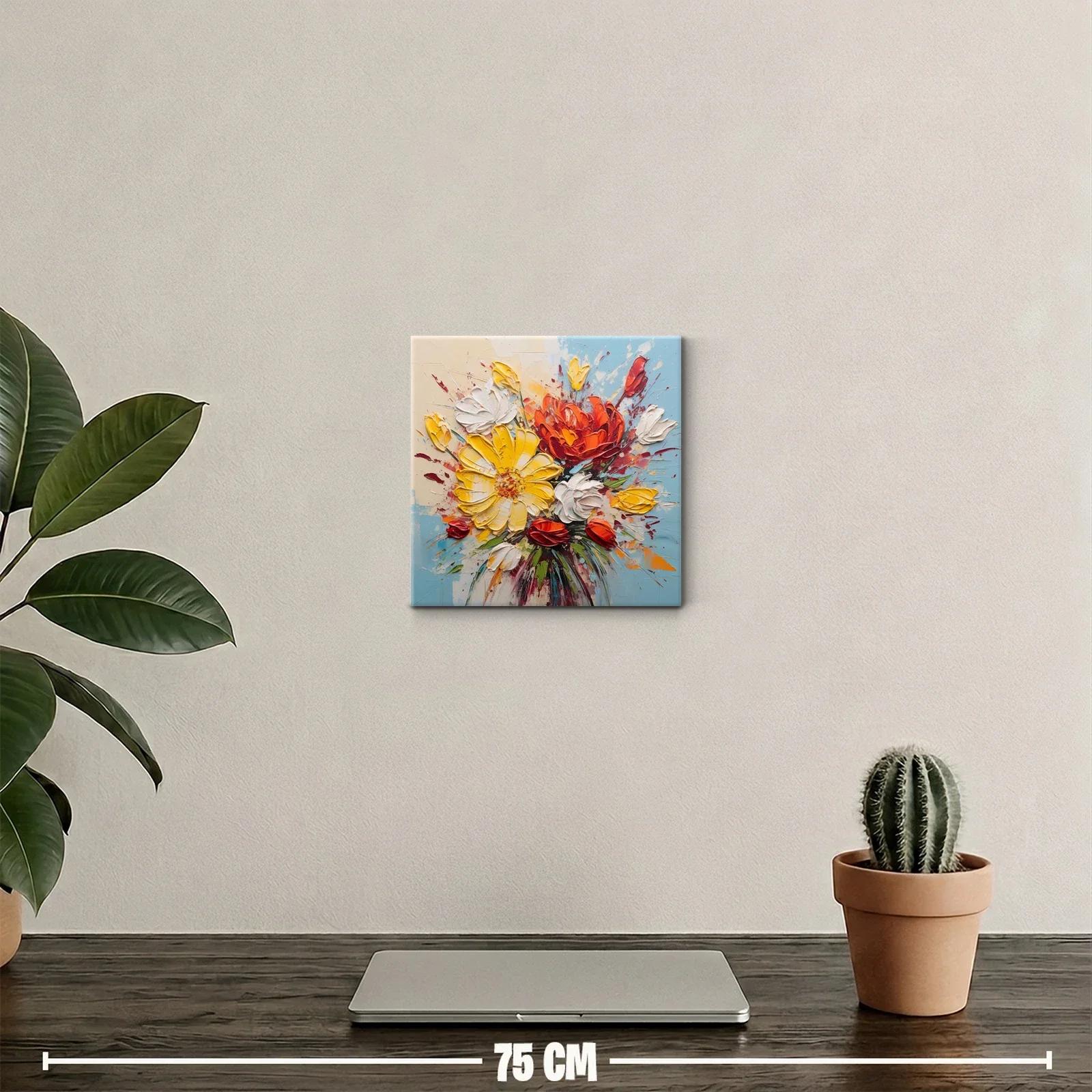 Cuadro decorativo con ramo floral en tonos vivos y pastel — miniatura 2