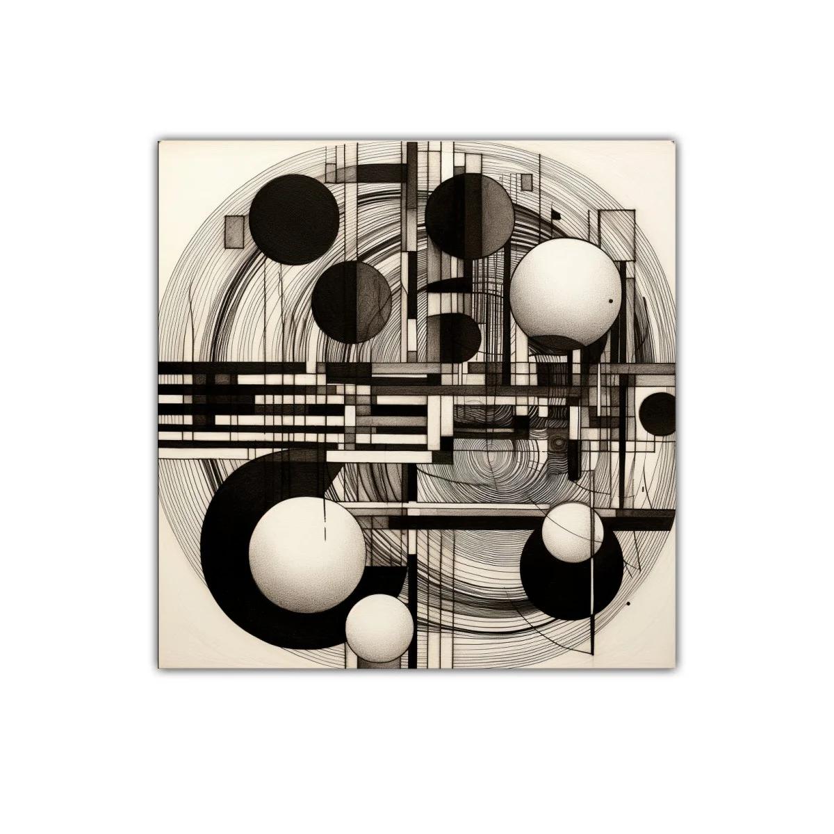 Composición geométrica en blanco y negro para espacios modernos