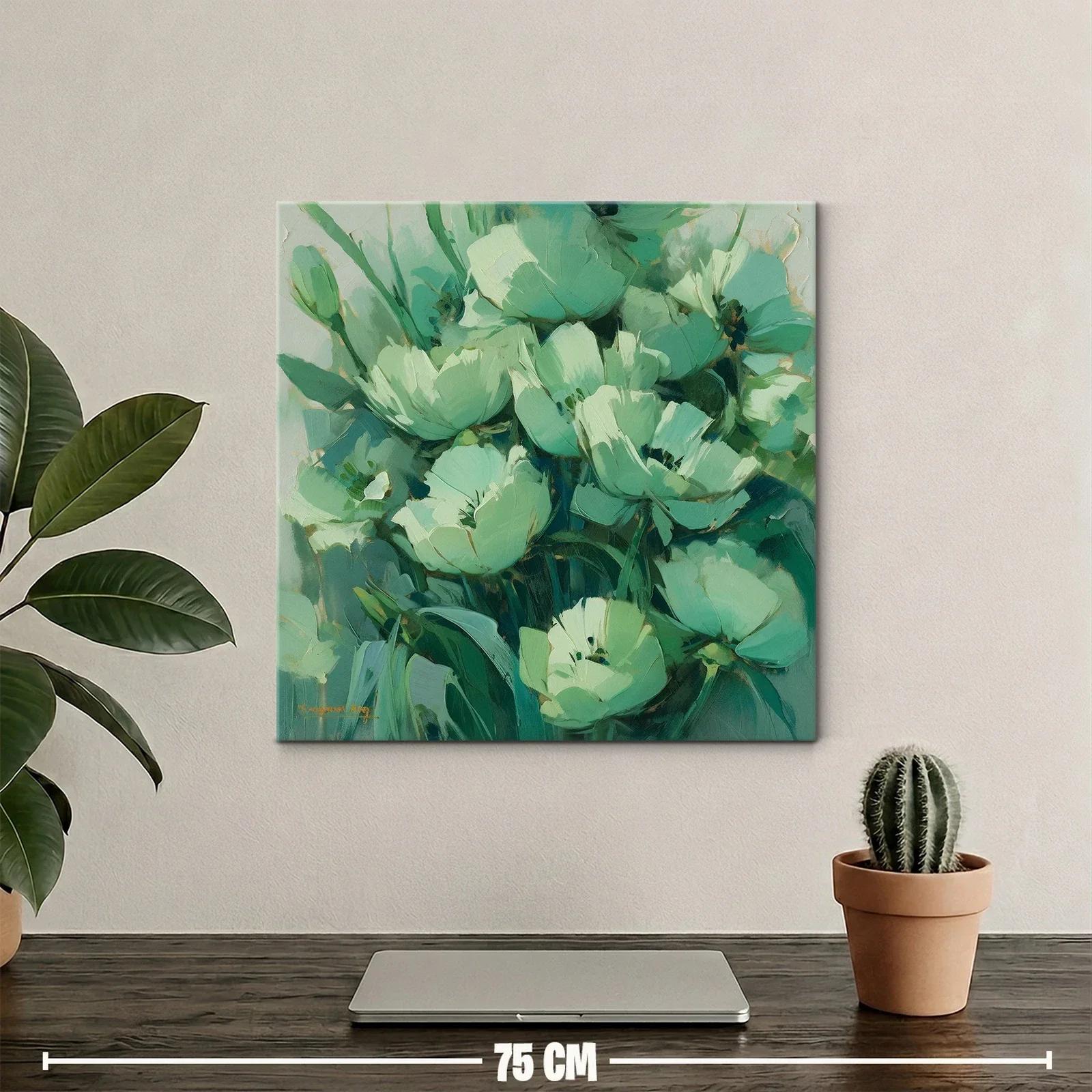 Cuadro floral en tonos verdes para un ambiente sereno — miniatura 2