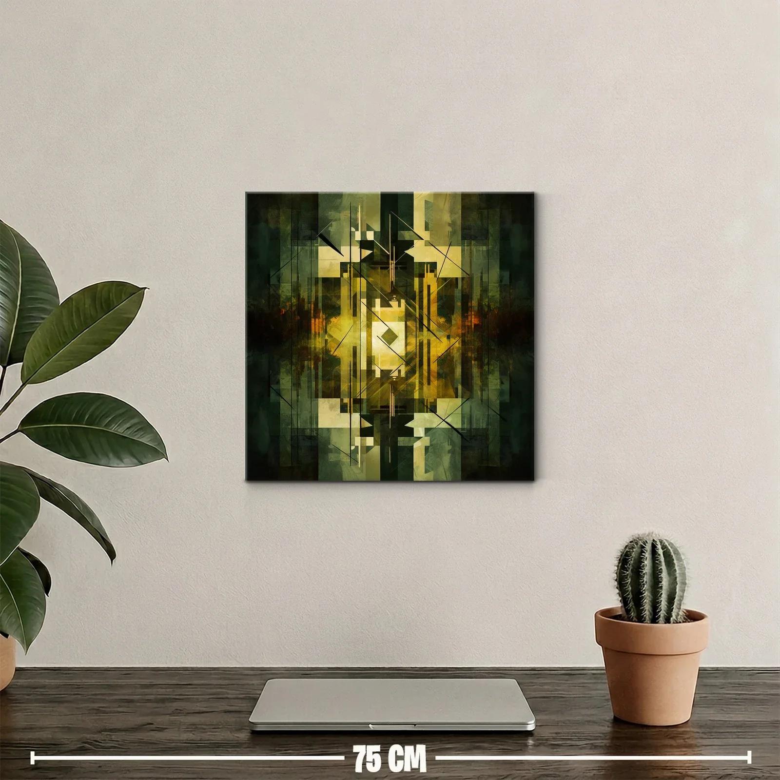 Composición Abstracta en Tonos Verdes y Dorados — miniatura 2