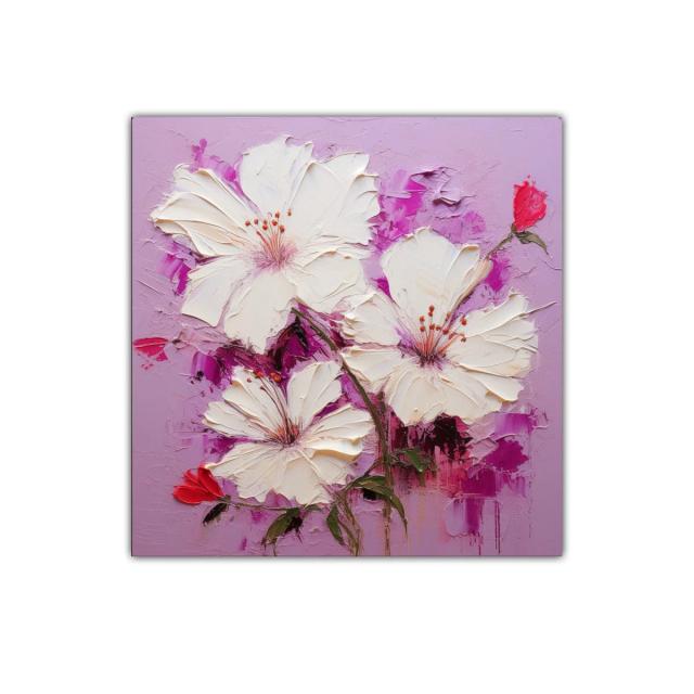 Elegantes flores blancas sobre fondo lavanda vibrante