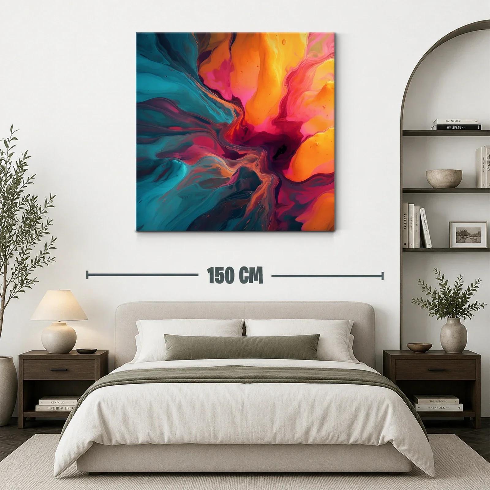 Cuadro abstracto con vibrantes tonos cálidos y fríos — miniatura 3
