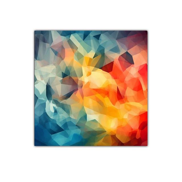 Composición abstracta vibrante con tonos cálidos y fríos