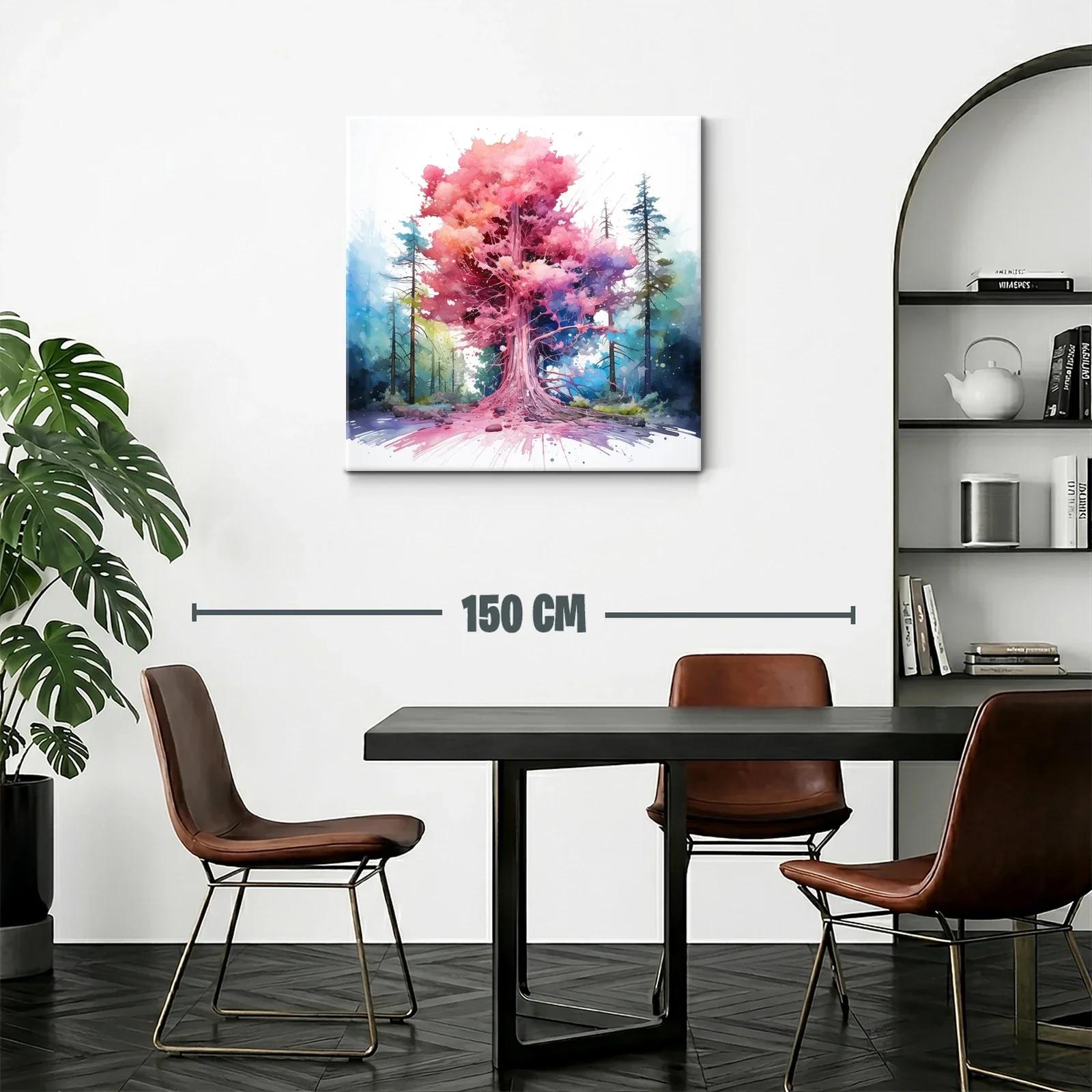 Árbol vibrante con tonos rosas y azules en bosque místico — miniatura 2