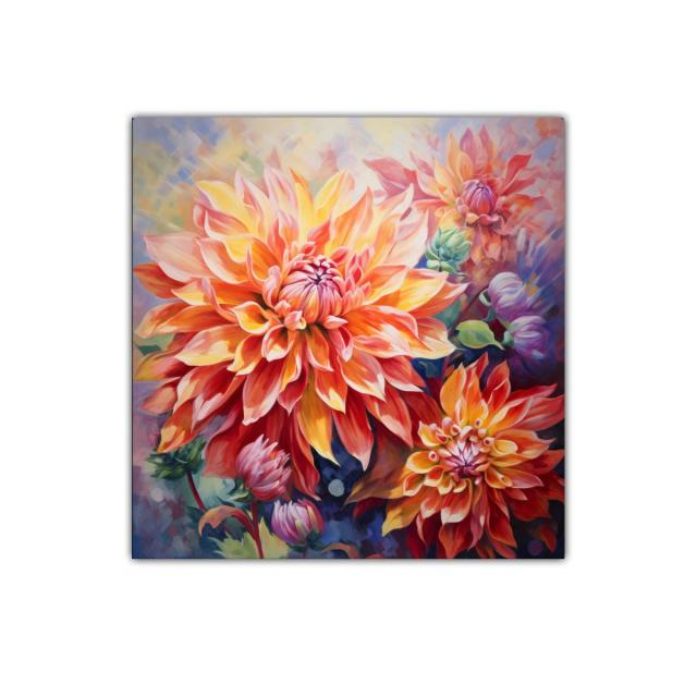 Brillante composición floral en tonos cálidos vibrantes