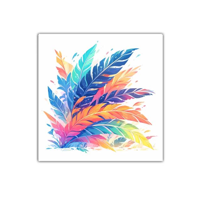 Cuadro decorativo con plumas coloridas y vibrantes