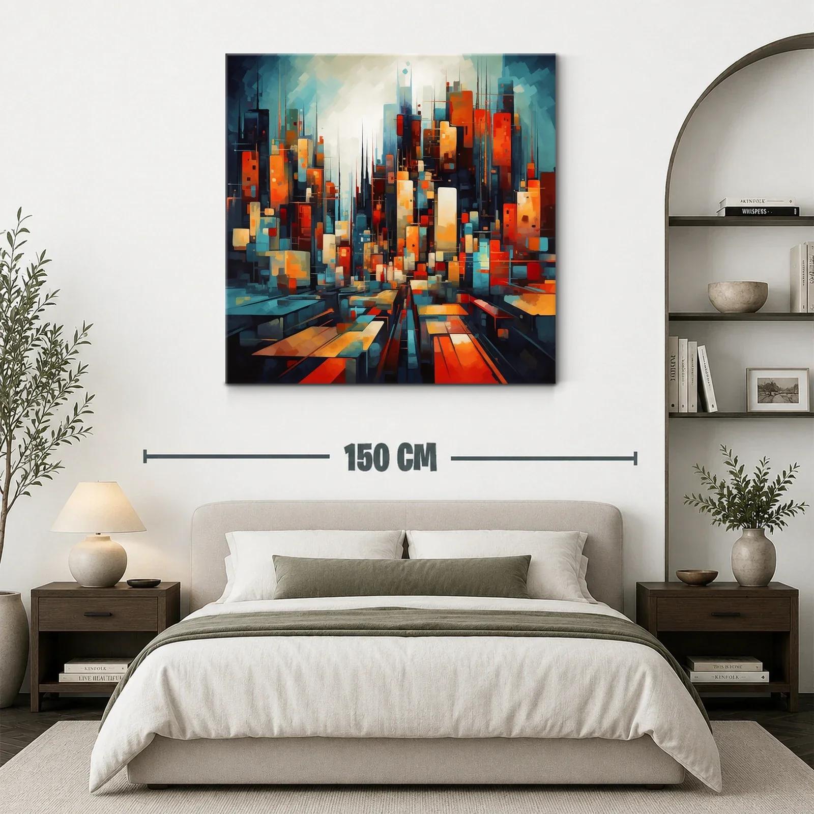 Ciudad vibrante en tonos cálidos y fríos contrastantes — miniatura 3