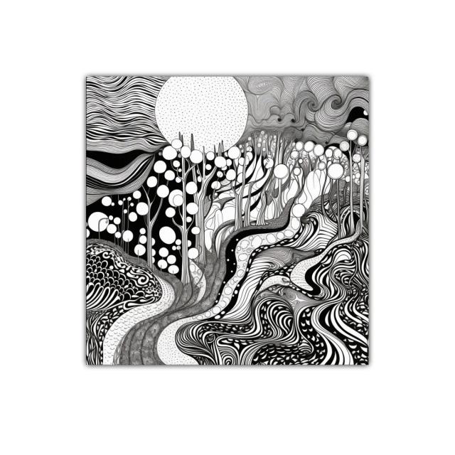Paisaje Abstracto en Blanco y Negro con Formas Orgánicas