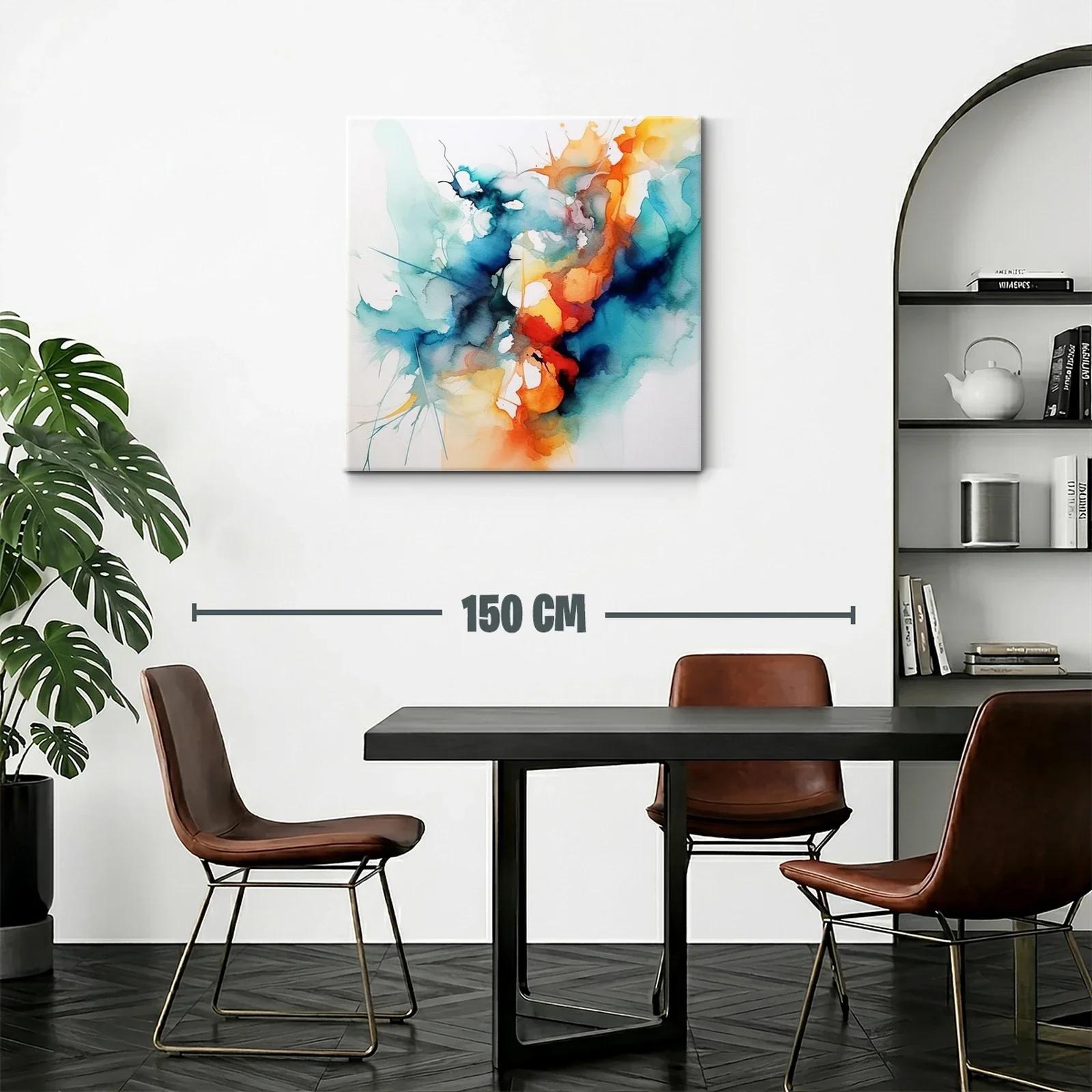 Cuadro abstracto con tonos vibrantes y formas fluidas — miniatura 2
