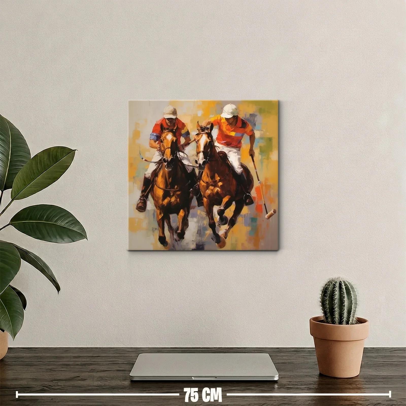 Cuadro dinámico de jugadores de polo en acción vibrante — miniatura 2