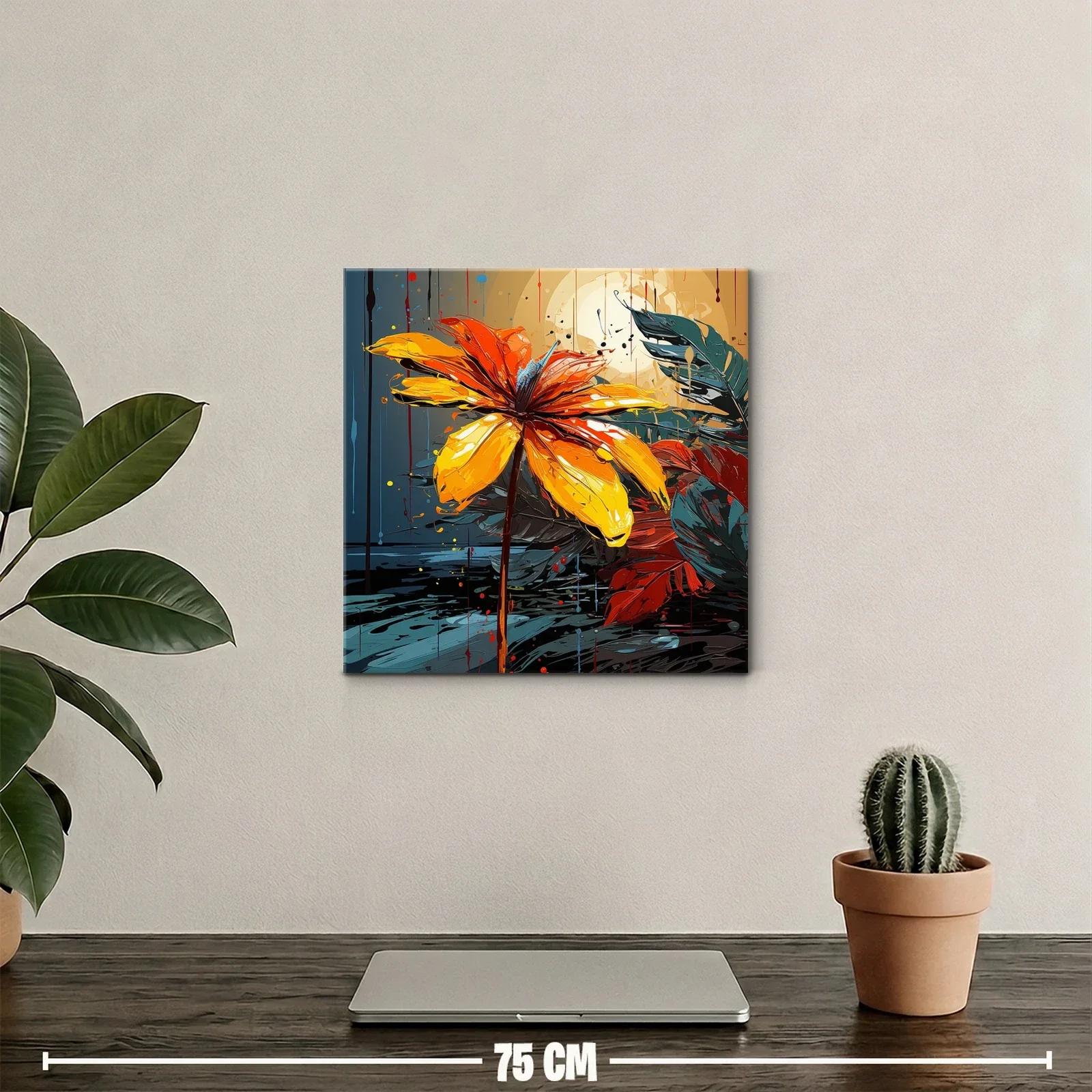 Flor vibrante con tonos cálidos y fondo nocturno — miniatura 2