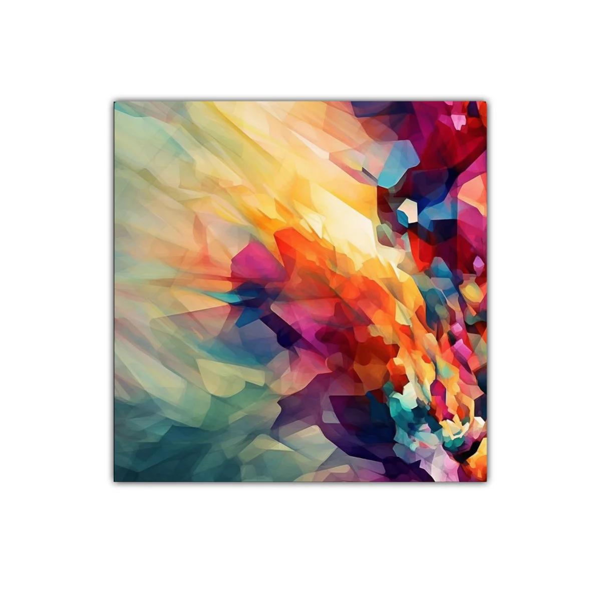 Cuadro abstracto con explosión de colores vibrantes en movimiento — imagen principal