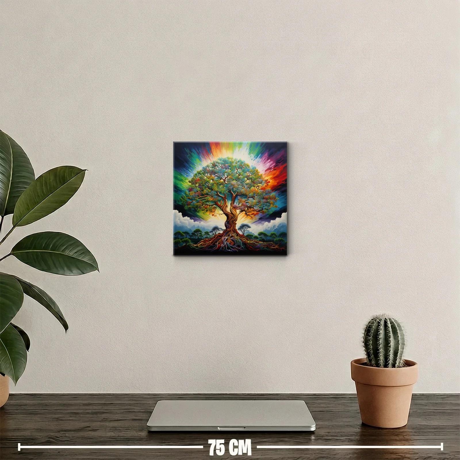 Árbol vibrante con raíces coloridas y cielo iridiscente — miniatura 2
