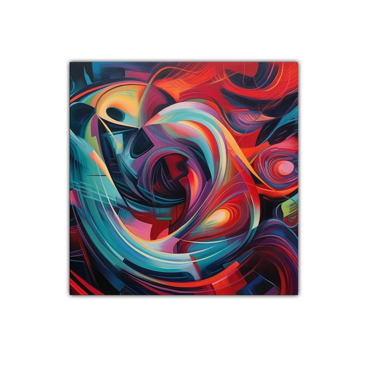 Cuadro abstracto con vibrantes formas y colores dinámicos