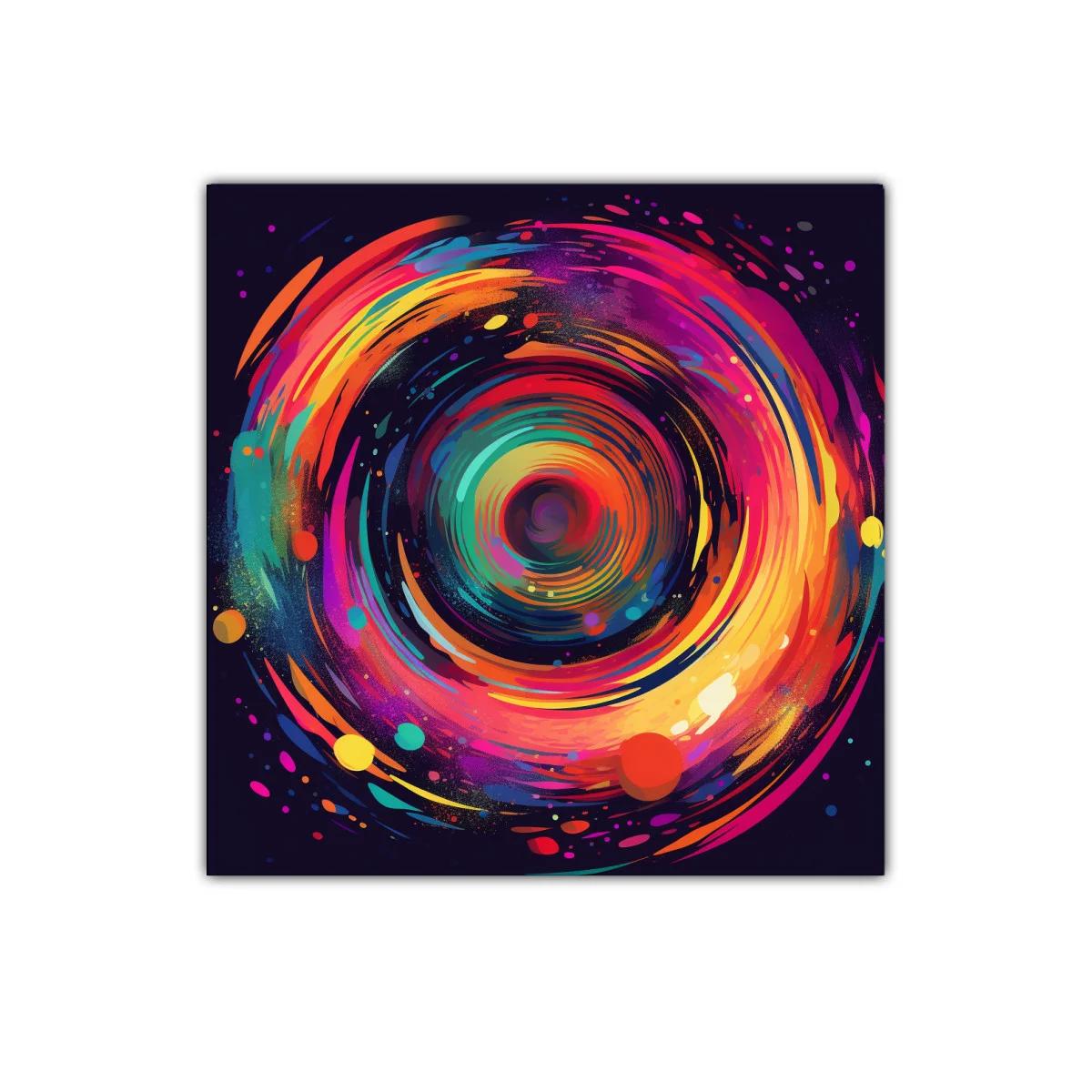 Cuadro abstracto con espiral vibrante de colores intensos — imagen principal