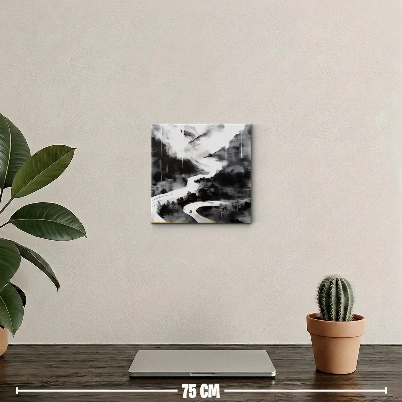 Paisaje abstracto en tonos grises con sinuoso camino — miniatura 2