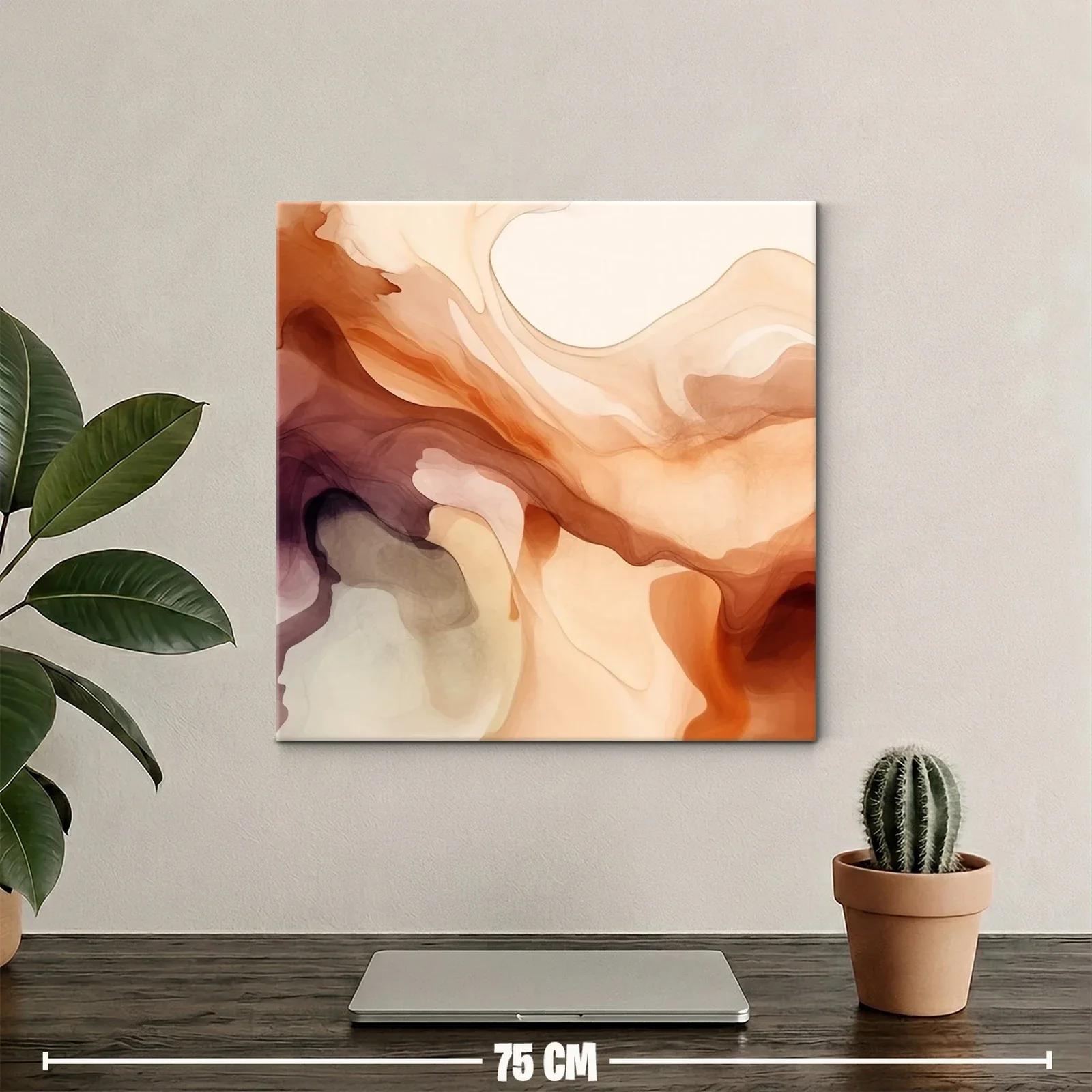 Cuadro abstracto con tonos tierra y cálidos movimientos — miniatura 2