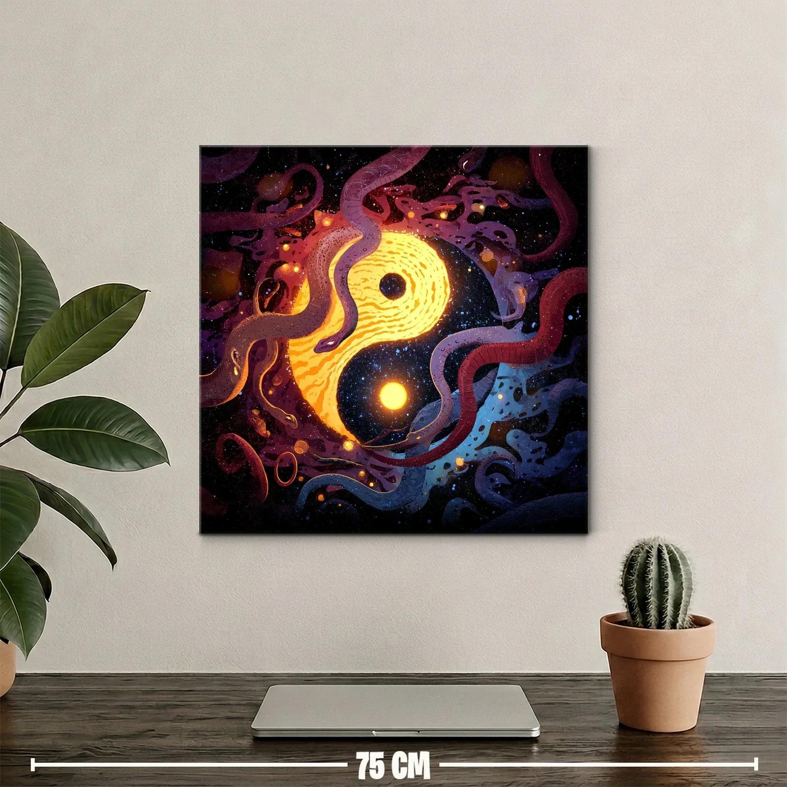 Yin Yang cósmico entre serpientes en galaxia vibrante — miniatura 2