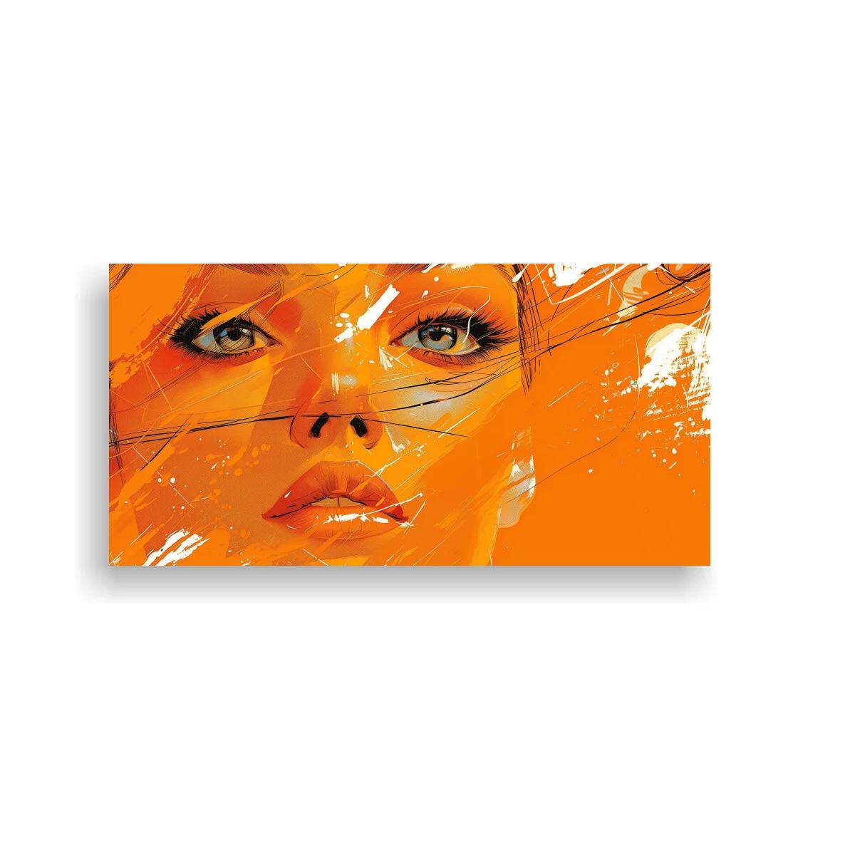 Cuadro rostro de mujer con ojos claros y trazos blancos