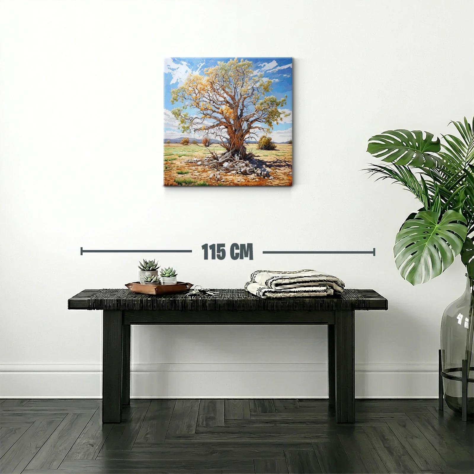 Árbol con hojas doradas en paisaje soleado — miniatura 2