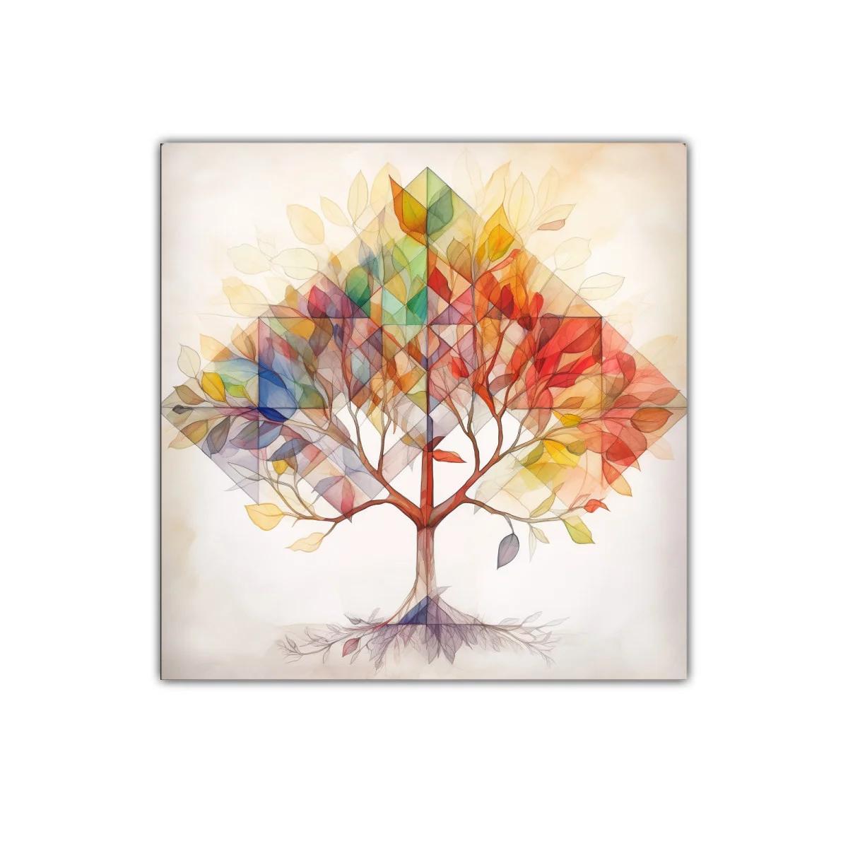 Árbol con hojas multicolor abstracto y delicado