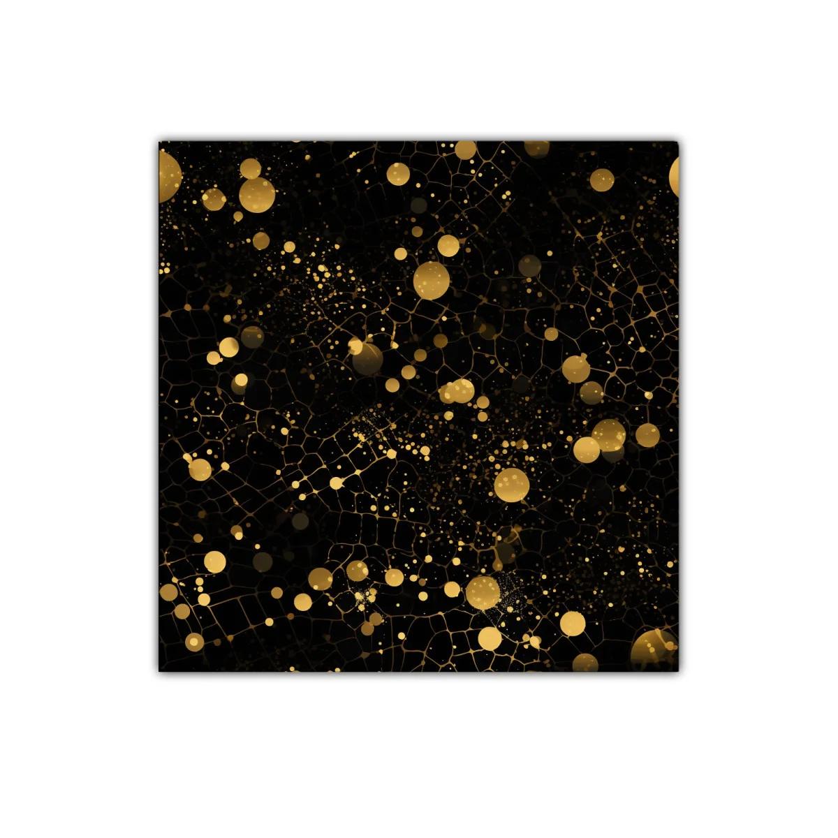 Cuadro abstracto con destellos dorados sobre fondo oscuro