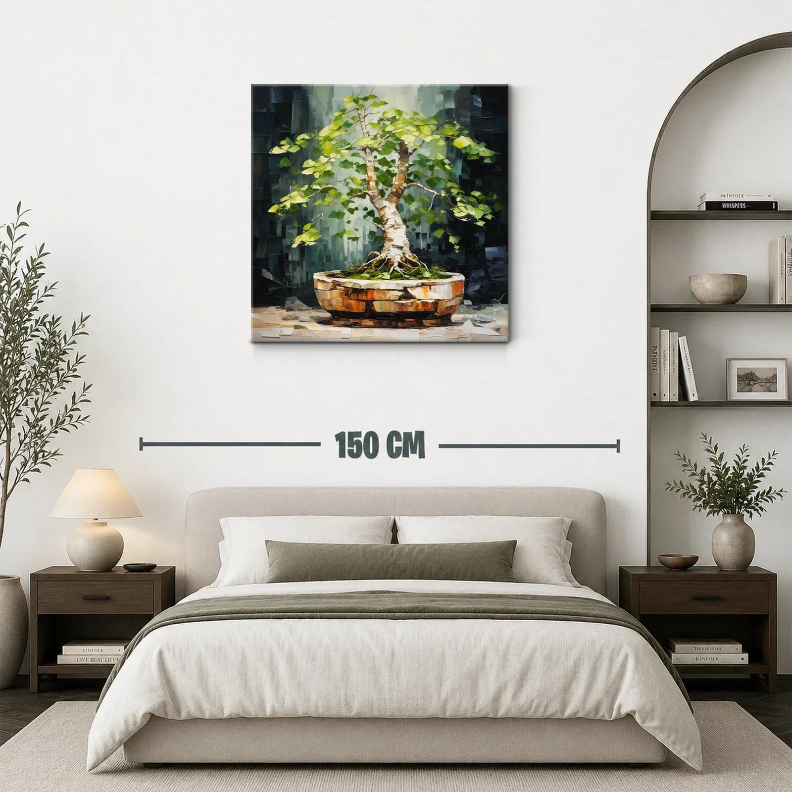 Cuadro árbol bonsái con vibrantes tonos verdes y marrones — miniatura 3
